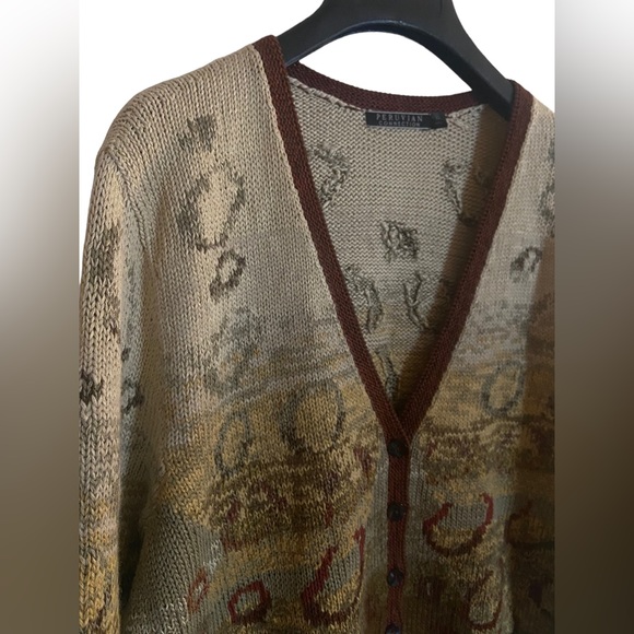 Peruvian Connection Sweater Multicolor Alpaca Cardigan XL - Picture 3 of 11